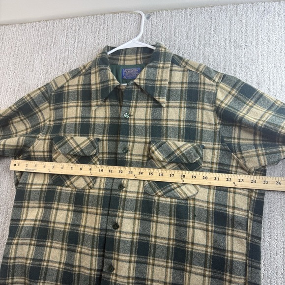 Vintage Pendleton Wool Board Flannel Plaid Loop Collar Flap Pockets Men's XL - Picture 7 of 14